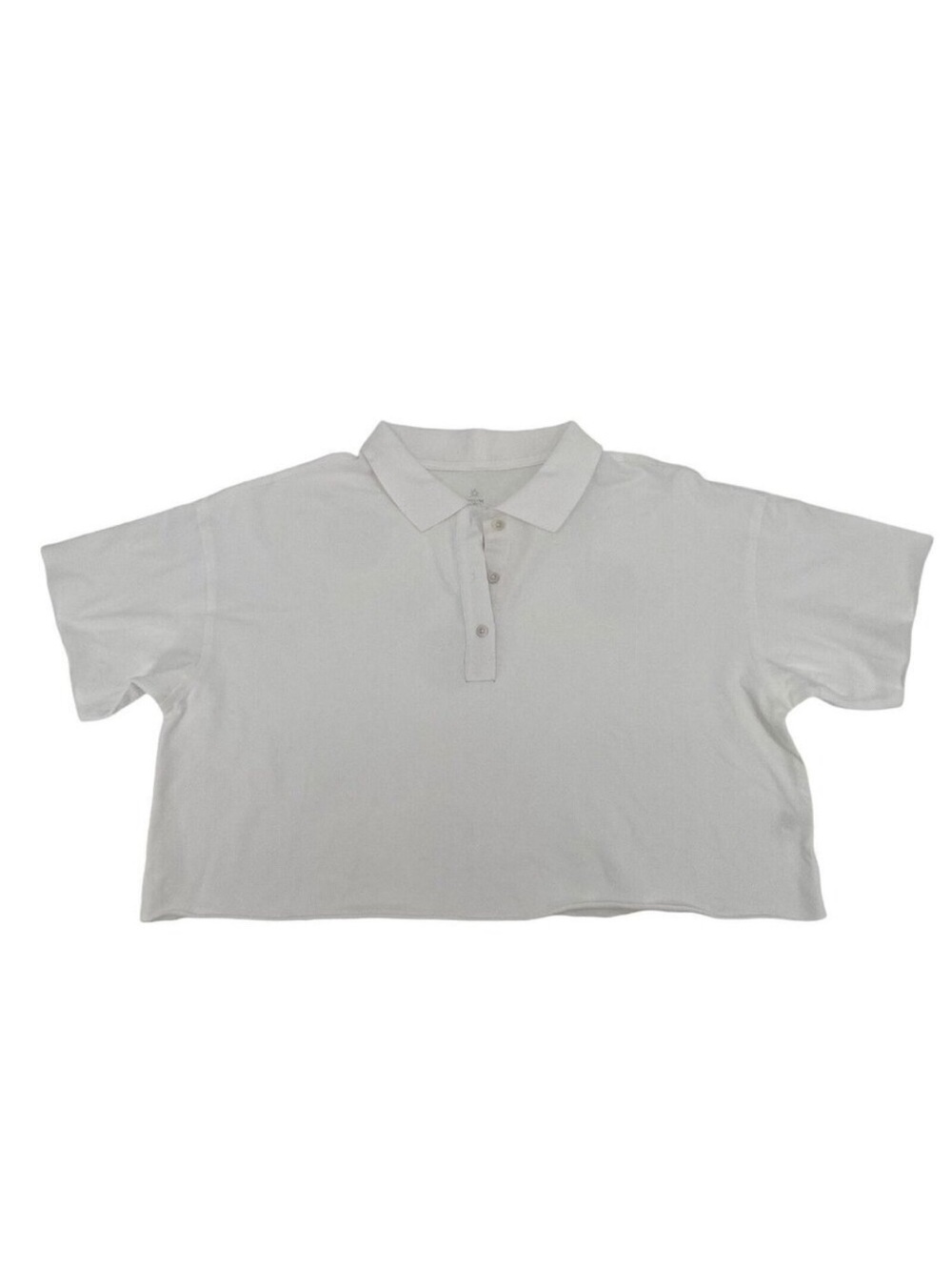 OFFLINE Aerie Size M White Cropped Polo Shirt Boxy Oversized SEE DESCRIPTION